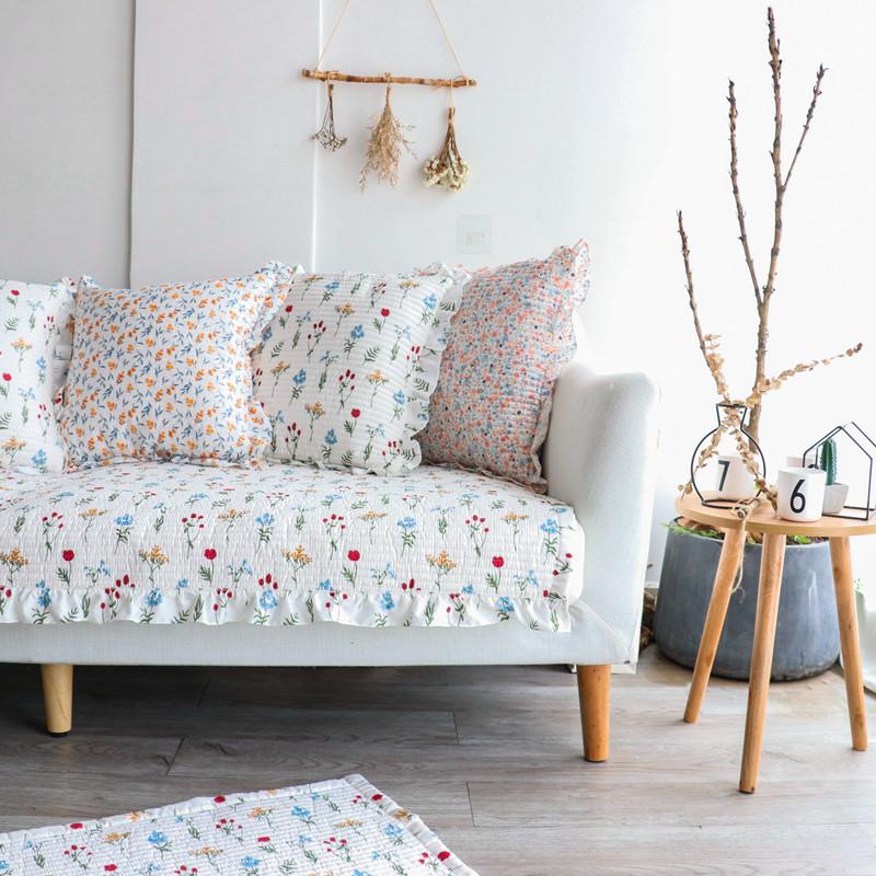

Four Seasons Universal Cotton Cloth Floral Sofa Cushion, Modern Simple Non-Slip Sofa Cushion Towel 70*70cm