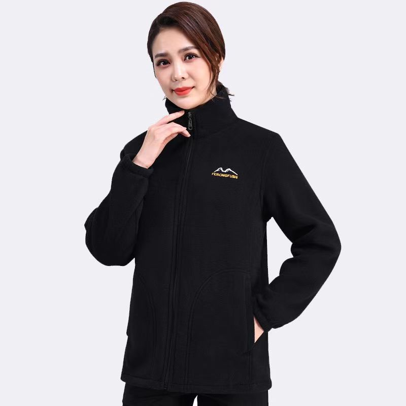 Autumn Winter Polar Fleece Women's Jacket Plus Velvet Thick Warm Fleece Sweater Loose Large Size Mother Wear Middle-aged and Elderly Women's Clothing