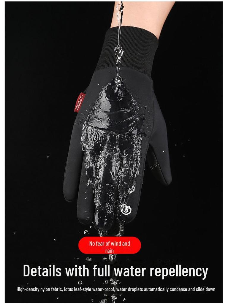 Touchscreen-Fahrradhandschuhe für den Winter für Herren – warm, winddicht, wasserdicht, mit Samtfutter, für draußen/kaltes Wetter.