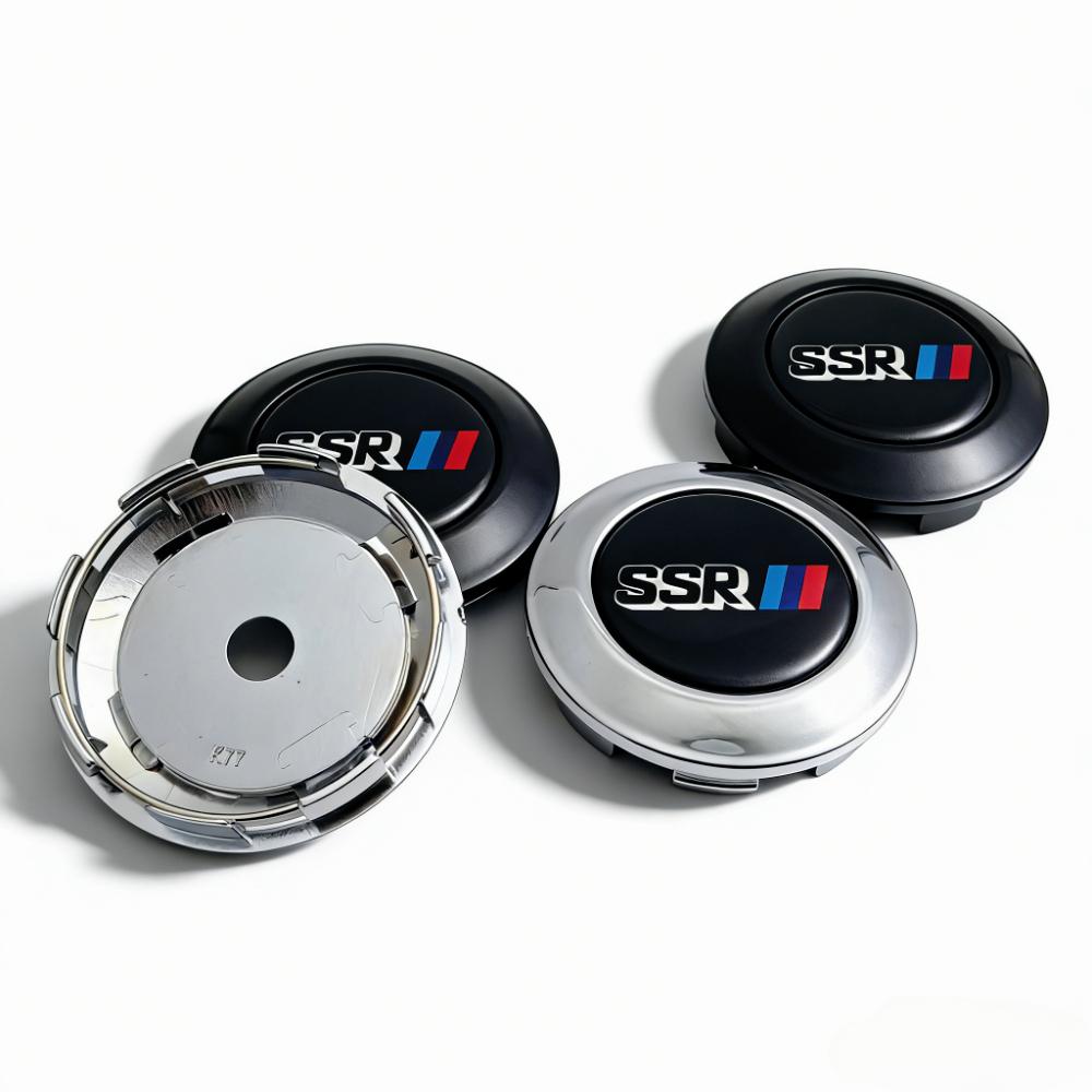 4pcs O.D 77MM Clips 72MM Epoxy Resin SSR Logo Emblem Car Wheel Center Caps Rim Hubcaps Dust Cover Wheels Hub Cap Car Accessories