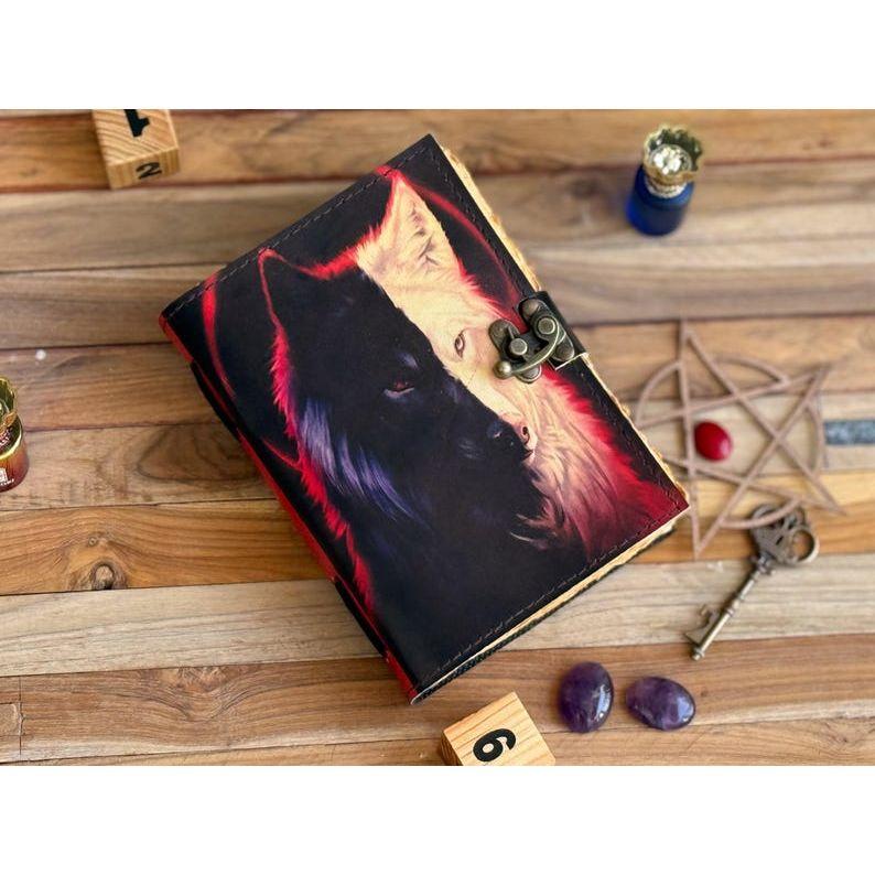 Wolf Embossed Handmade Leather Bound Journal Writing Notebook Diary Notepads for Men & Women Blank Antique Paper Poetry book