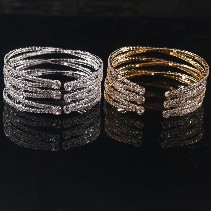 Multilayer Crystal Cuff Bracelet for Women Sparkling Rhinestones Bangle Handmade Jewelry Accessory for Any Outfit