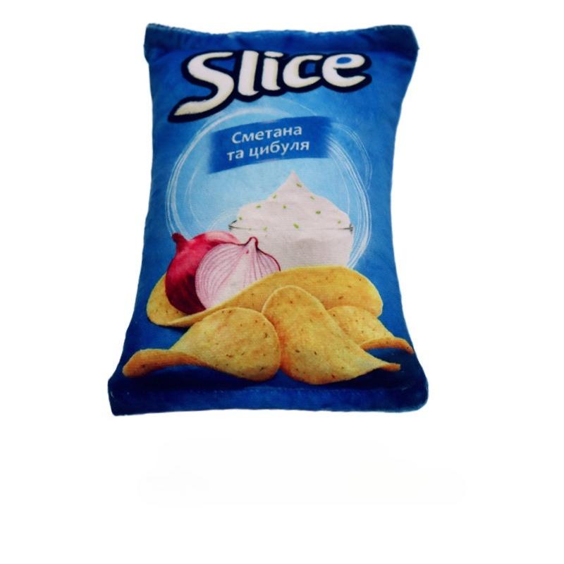 1pc Pet Chew Toy Novelty Plush Potato Chips Dogs Cats Interactive Squeaky Toy Plush Material Teething Play Toys for All Breeds