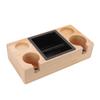Wooden Coffee Tamper Holder Stand Tamping Station with Knock Box Grounds Container Birch