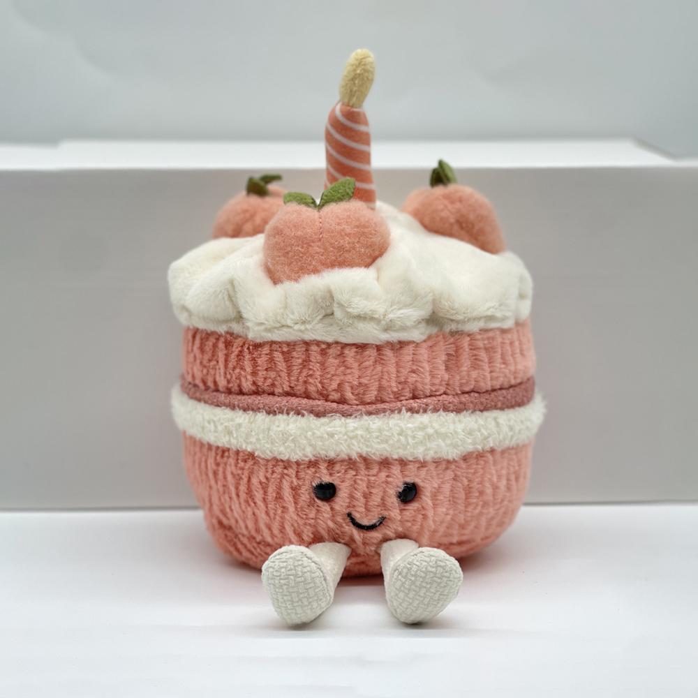 Pink Barcelona Cake Bear Plush Toy Ornament Peach Birthday Cake Plush Pink Bear Comfort Plush Birthday Gift