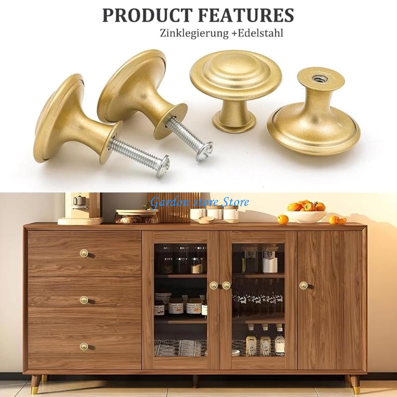 B0KB 5pcs Decorative Gold Door Knobs for Cabinets and Drawers Household Use