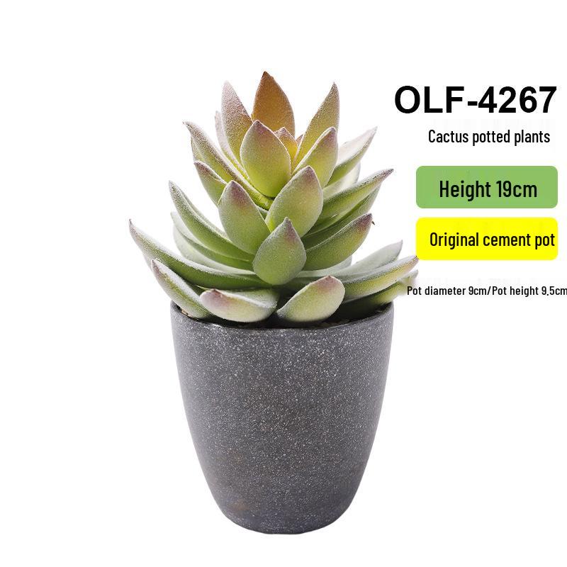 Retro Cement Cactus Bonsai - Small Faux Potted Plant for Office Decoration