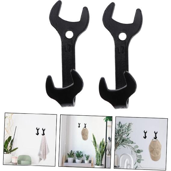 ABOOFAN 2pcs Wrench Coat Hanger Wall Hook Wrench Shape Iron Hanger Storage Hook Smooth Sturdy for Home Dec