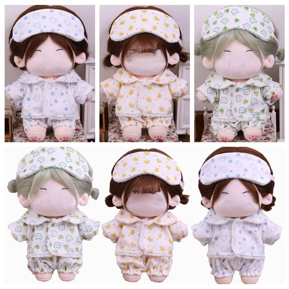 20cm Doll Pajamas Suit Shirt Shorts Patch Mini Blouse Pants Set Doll Clothes  Cotton Stuffed Doll
