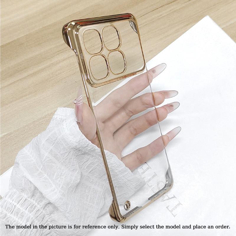 Plating Frameless Transparent Phone Case For Xiaomi Redmi K80 Pro Champion Shockproof Bumper Colorful Hard Shell Protective Back Cover