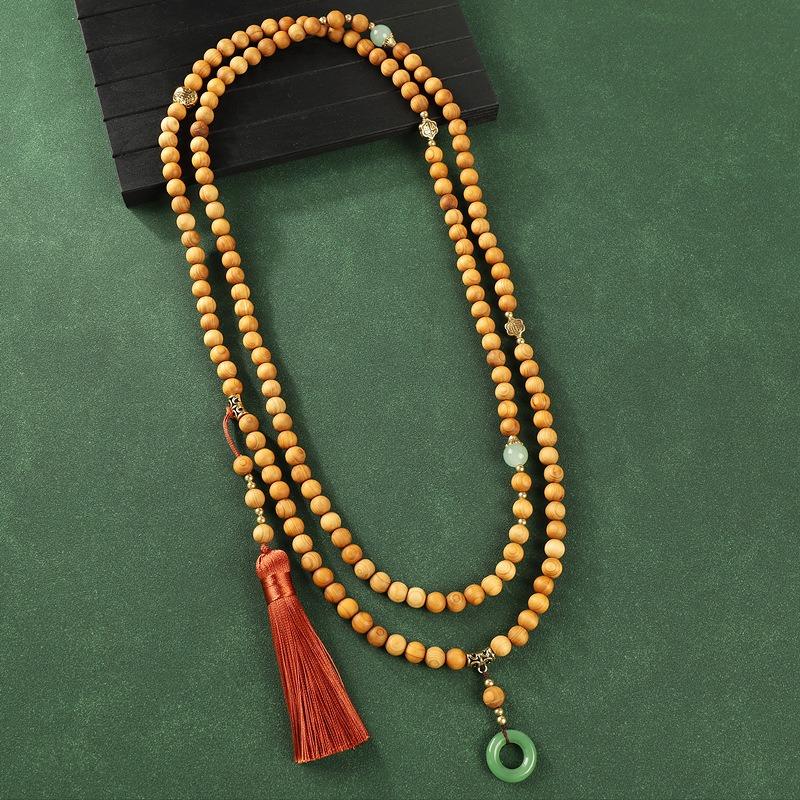 Original crossbody chain Yabai Buddha bead fringed necklace retro sweater chain back chain cheongsam accessories