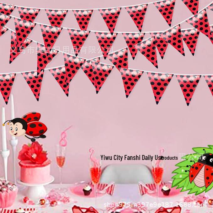 Seven-Spot Ladybug Triangle Banner for Party Decoration