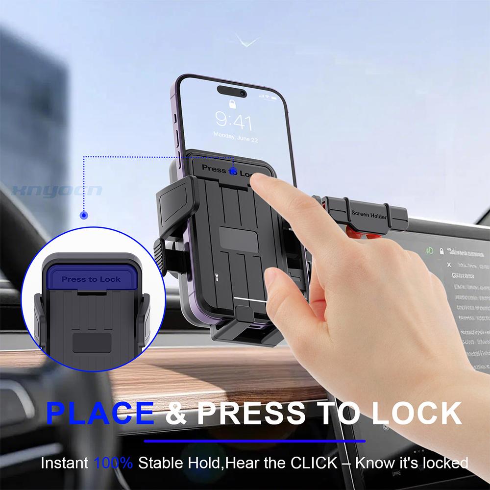 Auto Lock Car Monitor Phone Mount Screen Side Display Clip Holder for 4 To 7 Inch Smartphone Multi Angle Adjustable Brackets