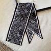 Black Cashew Flower Long Strip Thin Silk Scarf Women'S Korean Diagonal Scarf High-End Temperament Waist Accessories