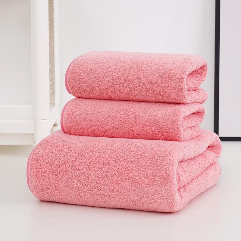 3-Piece Set: Soft, Absorbent Coral Fleece Towels - 2 Hand Towels + 1 Bath Towel, Easy to Wash and Dry