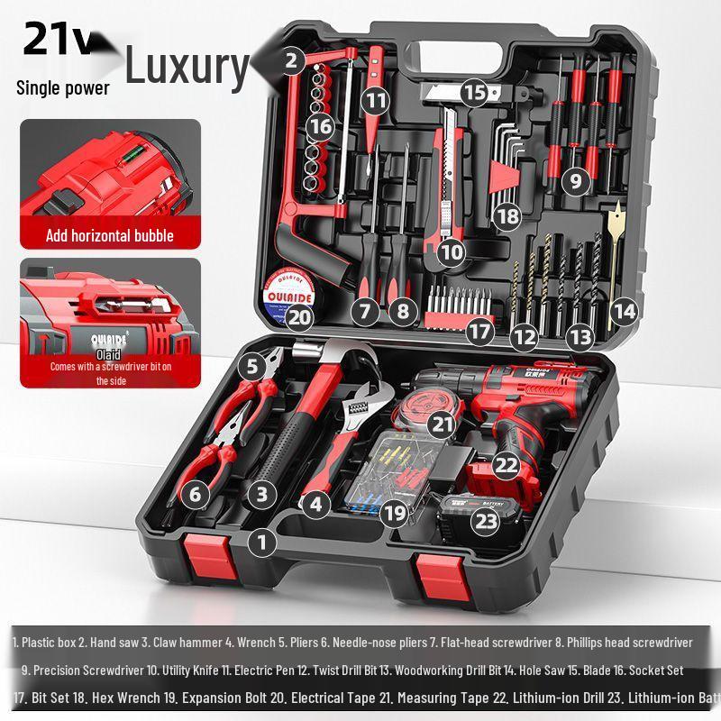 21V Multi-Purpose Electric Drill & Tool Set for Home Repair