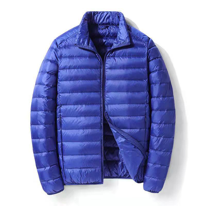 Men's 2025 Lightweight Warm White Duck Down Jacket with Stand Collar