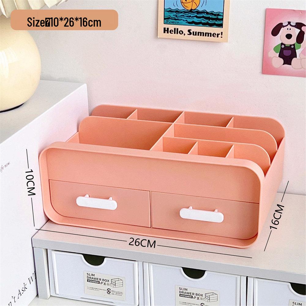 Pudełko z organizerem kosmetyków: Pyłoszczelny organizer na kosmetyki i produkty do pielęgnacji na biurko - Mieści maseczki, pomadki, pędzle i więcej