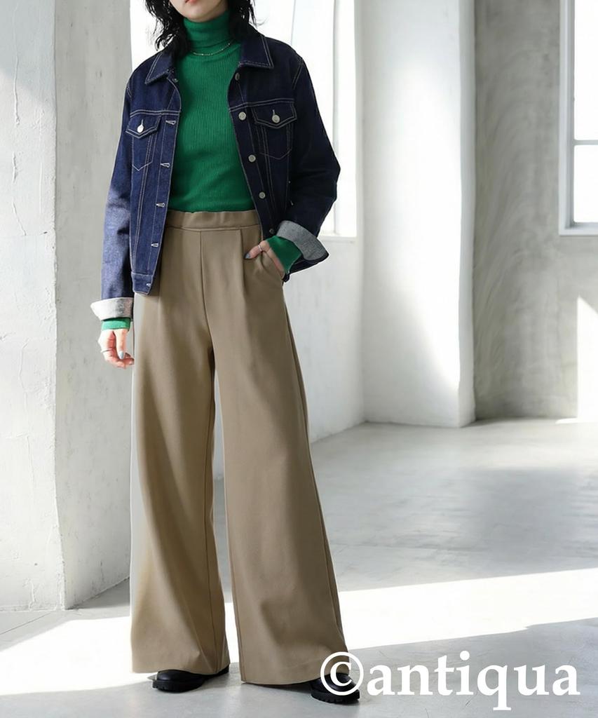 Antiqua Georgette One Size Women's Fleece-Lined Wide-Leg Pants, PY-00820, 08, Beige,