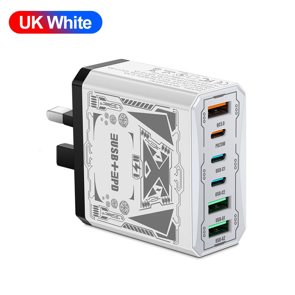 Carregador Rápido 25W 3 USB 3 PD Carregamento Rápido QC3.0 Carregador de Viagem Para iPhone Samsung Xiaomi Adaptador de Telefone Celular Tomada UE/EUA/Reino Unido