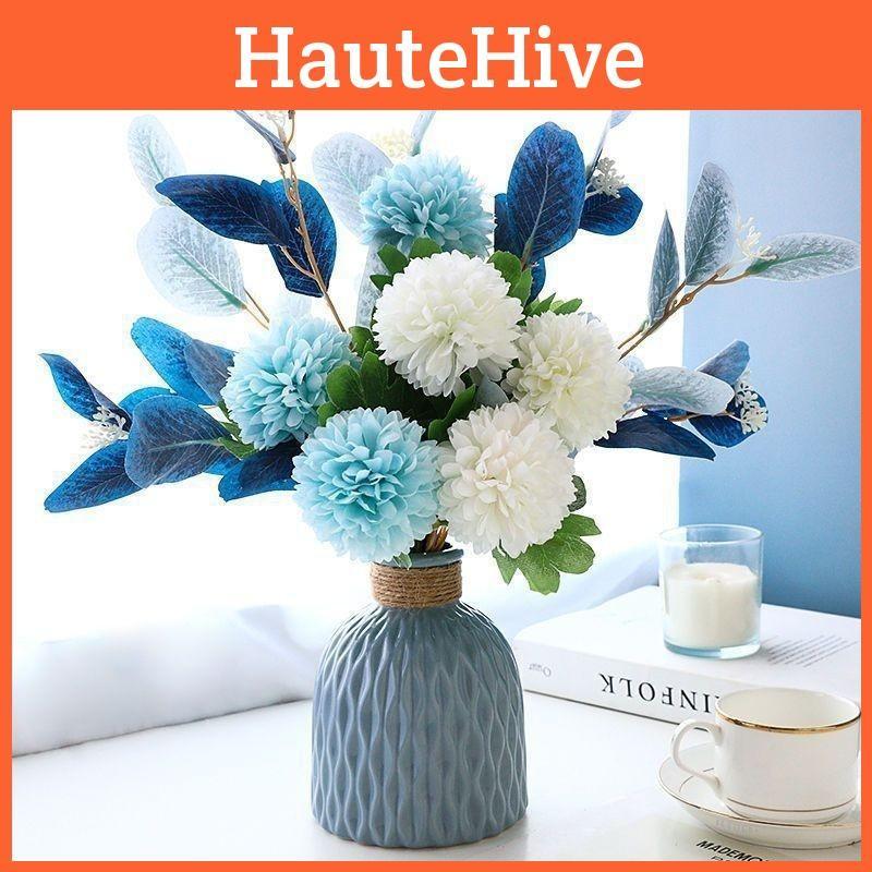 Hydrangea Artificial Faux Flowers With Vase For Garden Party Wedding Decoration