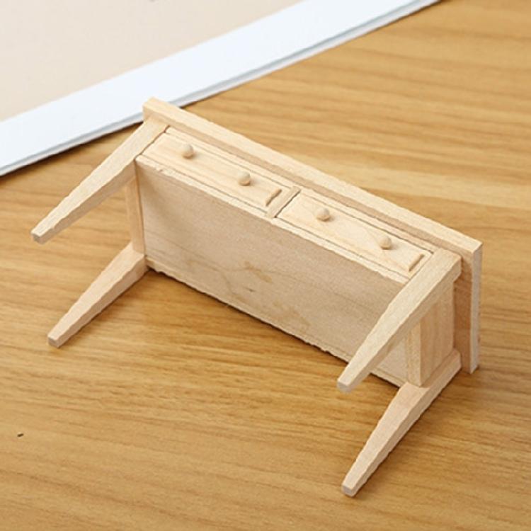 Miniature Reading Room Furniture Set with Table and Chair Unpainted Design for 1/12 Scale Dollhouses Display Decoration