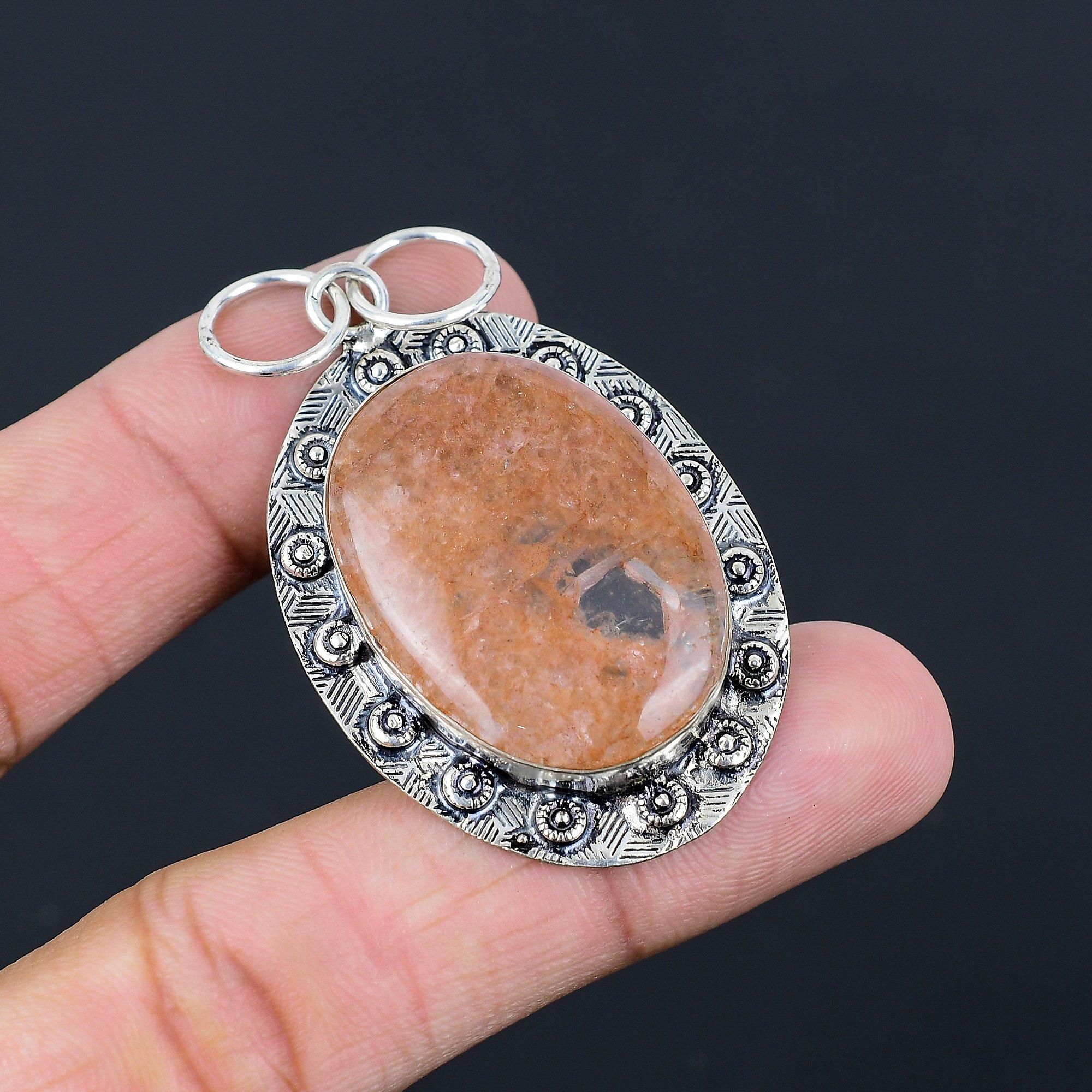 Easter Sale 925 Sterling Silver Strawberry Quartz Stone Engagement Boho Pendant