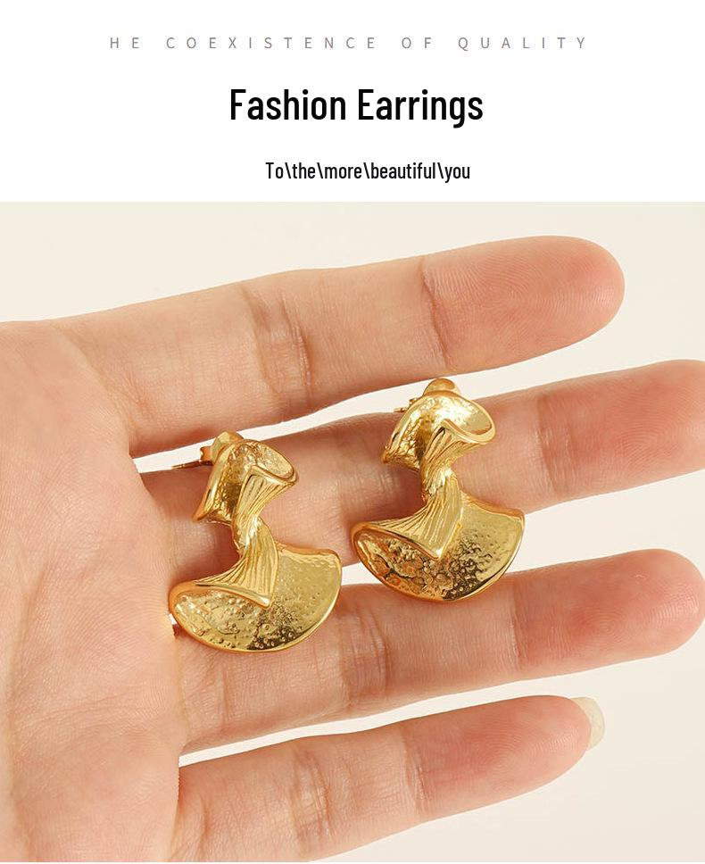European-American Fashion Stainless Steel Irregular Design Earrings - Versatile Titanium Statement Jewelry