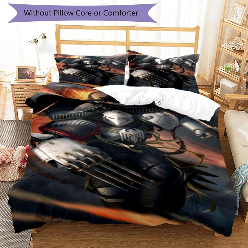 3pcs Warhammer 40K Bedding Set Duvet Cover Closure Includes 1 Duvet Cover & 2 Pillowcases, Soft and Comfortable for All Seasons.