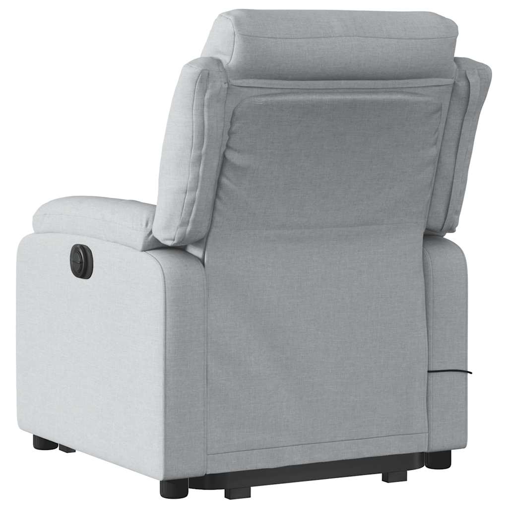 Massage Recliner with Rising Function Light Grey Fabric