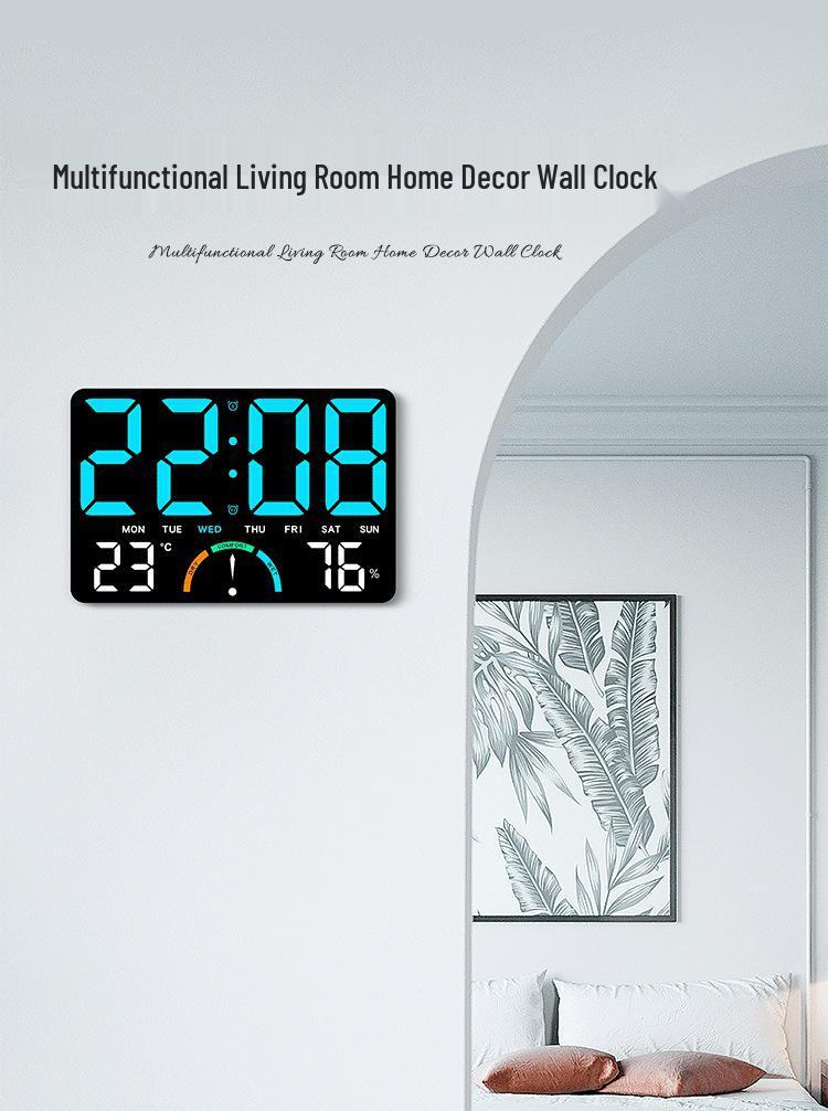 Large LED Wall Clock with Stand, Digital Multifunction GH9008