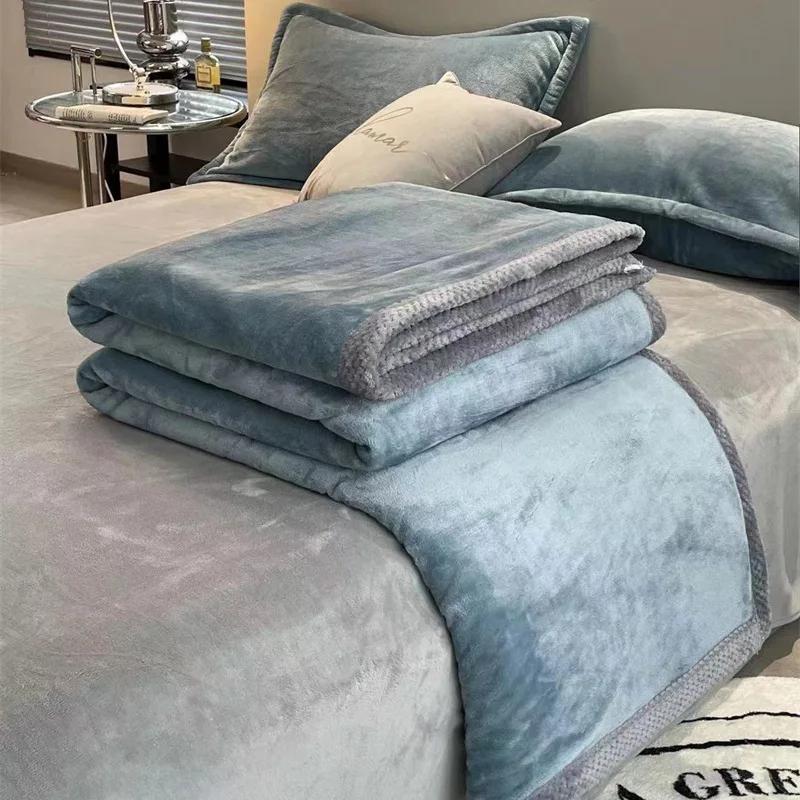 2025 New Milk Velvet Blanket Four Seasons Universal Solid Color Multi functional Double sided Velvet Office Napping Blankets