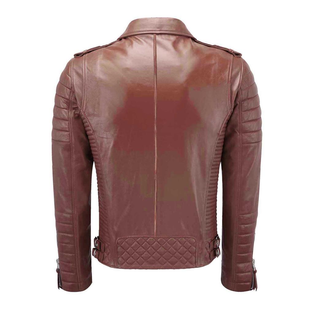 SKINOUTFIT Herren Motorrad Lederjacke Echtes Tan Lammleder Café Racer Biker Oberbekleidung