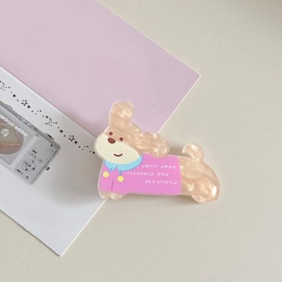 5Pcs Girl Hairpin Macaron Color Matching Acrylic Cute Puppy Shape Hair Clips Stable Hair-Free Clip Hair Styling Tool