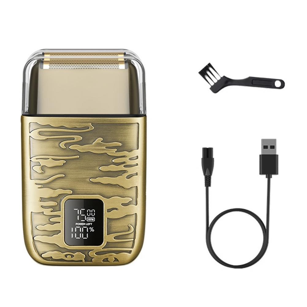 

Электробритва для мужчин Ретро металлический корпус с цифровым дисплеем 3-скоростное ускорение и отбеливатель для лысой головы