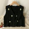 Women's Floral Embroidered Knitted Vest Cardigan for Outer Wear Autumn and Winter Style Loose Age-Reducing Lace Sleeveless Vest Top