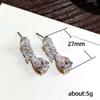 Cao Shi European & American Fashion Zircon Leaf Drop Earrings for Women