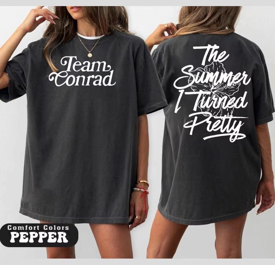 Team Conrad Typography Style Comfort Colors Shirt Conrad Fisher TShirt The Summer Turned Pretty Shirt Cousins Beach Summer Tee M