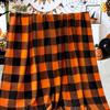 1pz Plaid Arancione di Bufalo Coperta - Morbida, Calda e Soffice Coperta a Quadri per Divano o Letto, Leggera Stile Rustico Halloween