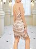 European and American women's summer dress, sexy hip-wrapped sequined fringed short skirt, nightclub suspender skirt