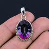 Natural Mystic Topaz Gemstone, 925 Sterling Silver, Multicolor Gemstone, Handmade Bezel Set Pendant Jewelry, Valentine's Day Gift For Love