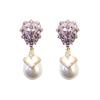 Noble luxury water drop pearl earrings temperament retro inlaid zircon silver needle earrings design sense earrings
