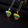 Lithuania Map Flag Pendant Necklace - Vintage Stainless Steel Sweater Chain for Men and Women