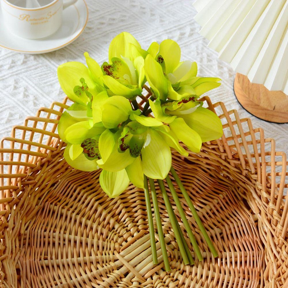 6 Heads Artificial Large Orchid Bouquet Realistic Magnolia Branch  Home Living Room Decor