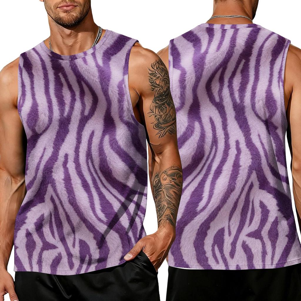 Men's Casual Sleeveless Tank Top Leopard Print Athletic Workout Gym Breathable Muscle Shirt Summer Vest