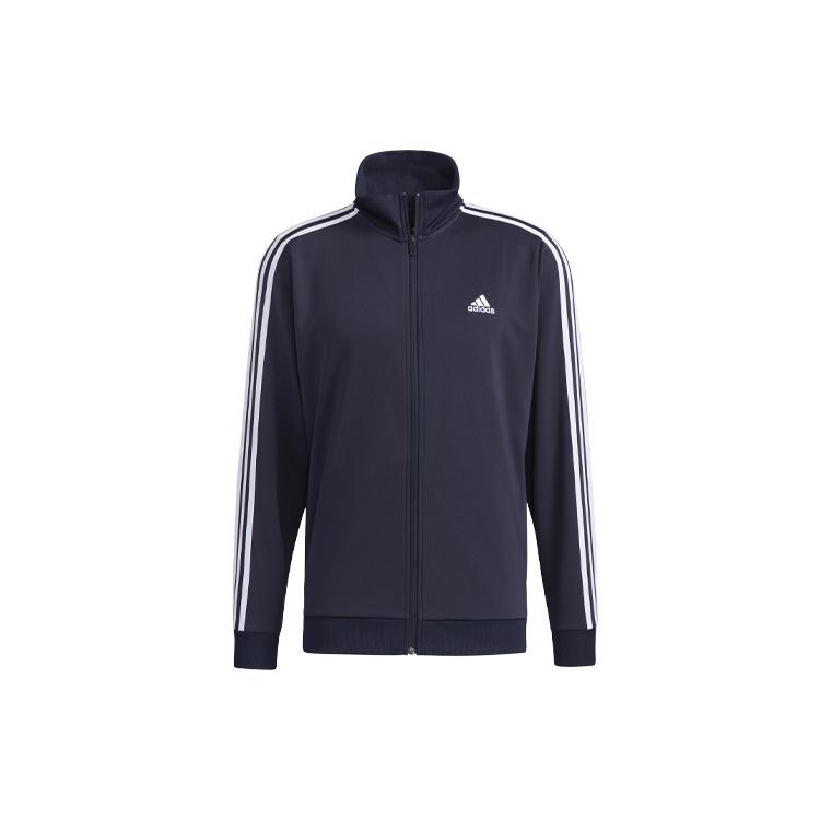adidas Stripe Stand Collar Zipper Breathable Sports Jacket Blue Men s GN0750 XXL