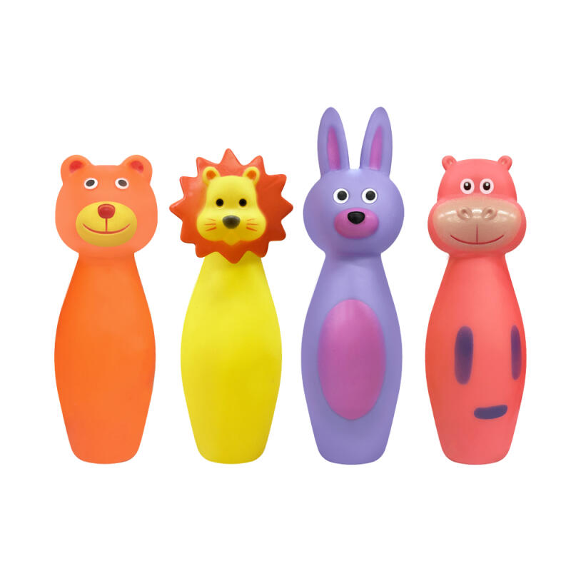 

Animal Bowling Pin Latex Squeak Set of 4