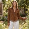 Women Tassel Shirt for Autumn, Button Down Slim Fit Fringe Long Sleeve Top Blouse, Solid Color Casual Top, Western Cowgirl Outfit Elegant Date