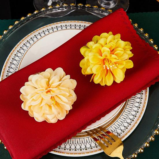 Napkin Ring Handmade Artificial Flower Decor Napkin Buckle Simulated Flowers Leaves Napkin Holder Table Decoration