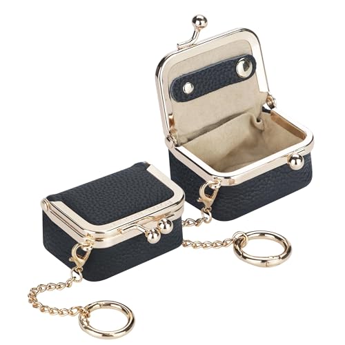 Royal Bagger Genuine Leather Mini Jewelry Box Women's Coin Purse Solid Color Kiss Lock Change Pouch Casual Style Small Storage Bag for Women 1894